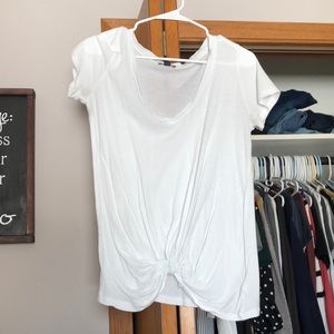 Express white deep v neck knotted tee